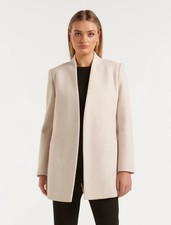 Forever New Faye Belted Collarless Coat Size Uk 4 Eur 32 ( Xxs )