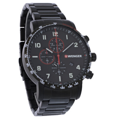 Wenger Attitude Mens Chronograph Black ION Stainless Quartz Watch 01.1543.115