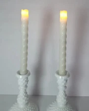 2 Pcs Waxy Flameless Taper Candles Battery Operated White Realistic Hudson 43