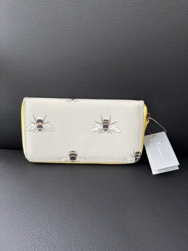 Brandneu Sophie Allport Bee Geldbörse/Geldbörse - Grau/Grün Wachstuch Material