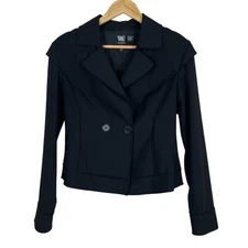W BY WORTH Black Wool Stitch Detail Jacket Size 2