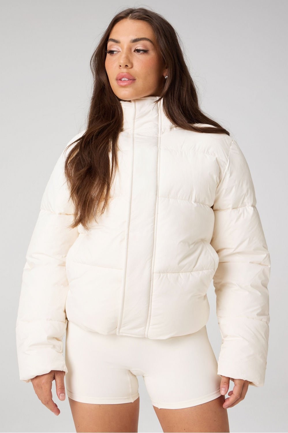 Fabletics Essential Puffer Womens Jacket Bone/Whi… - image 1