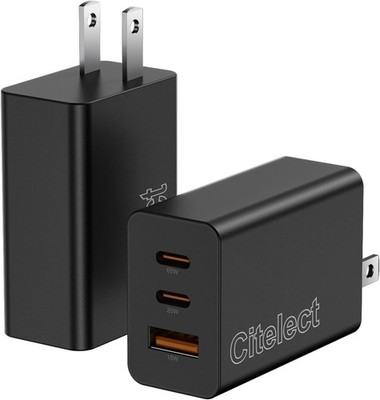 2Pack 65W USB C Charger Block, 3Port Fast Charging Adapter, Type C Fast Charg...