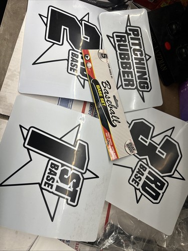 Baseball Base Set - 5 Piece 1st 2nd 3rd Home Plate And Pitching Rubber