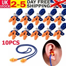 10Pair Reusable Corded Ear Plugs Silicone Earplugs With String Banded Ear Plug