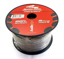 Roll 100ft 16 Gauge Clear 2 Conductor Speaker Wire for Car Audio and Home Stereo