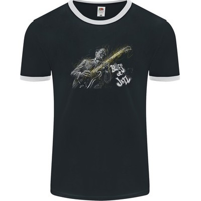 Blues n Jazz Gitarrenspieler Herren Ringel T-Shirt Fruit of the Loom