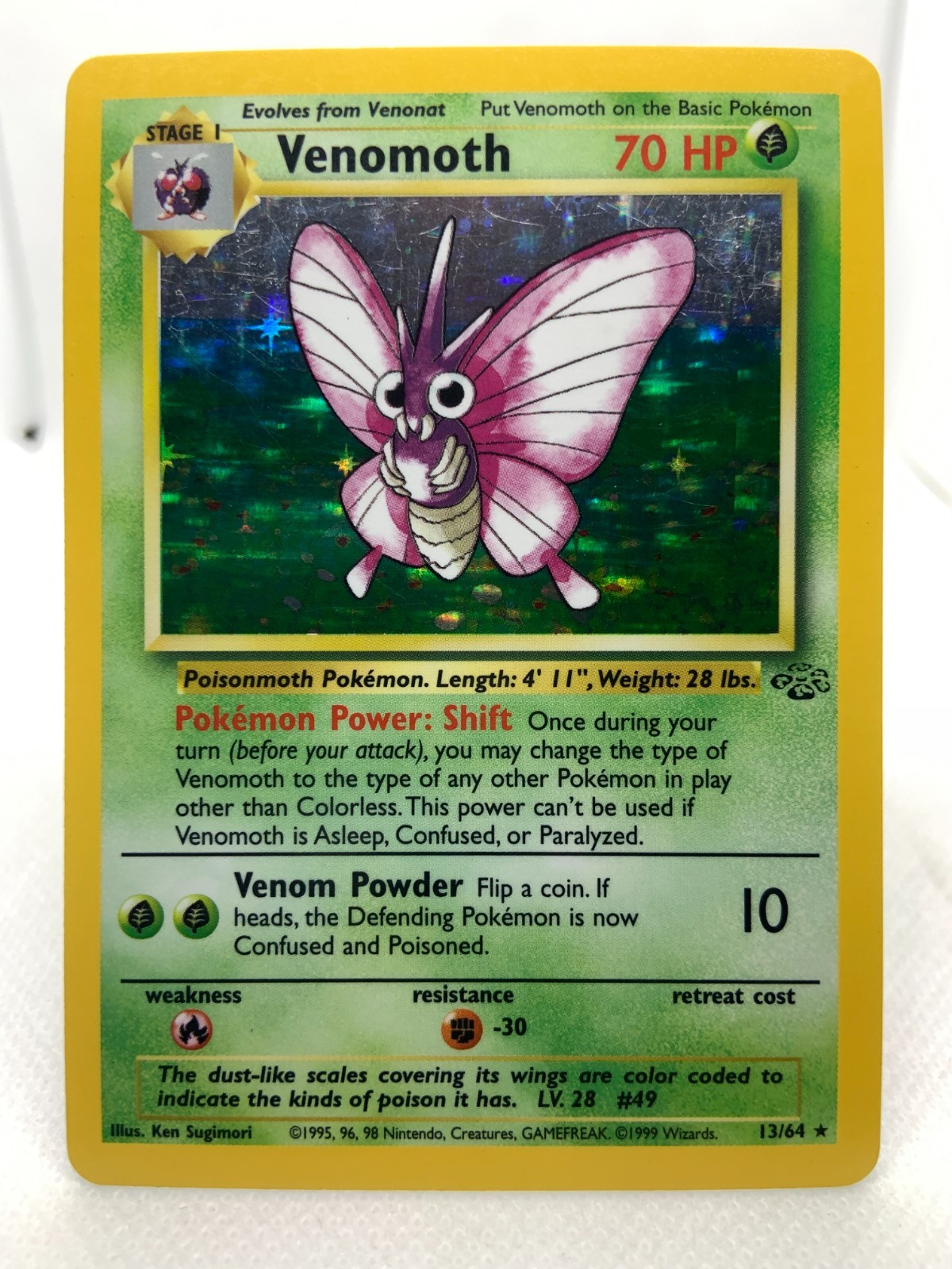 Venomoth 13/64 Holo Rare Unlimited Jungle 1999 WoTC Pokemon TCG