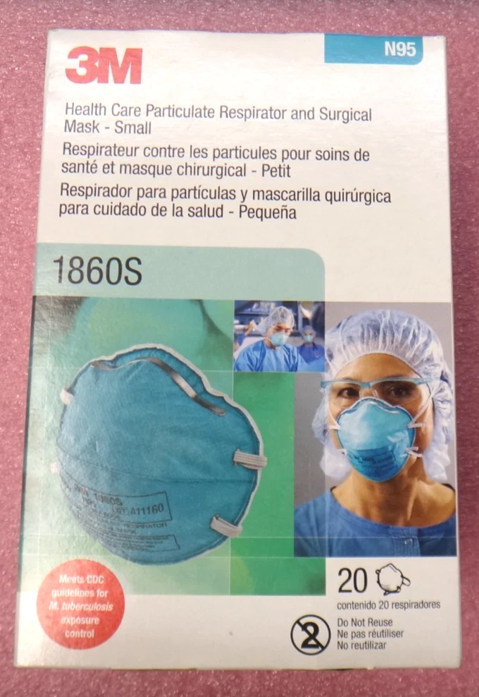 *120-Pieces*3M 1860S Small Health Care Particulate Respirator &Surgical Mask N95