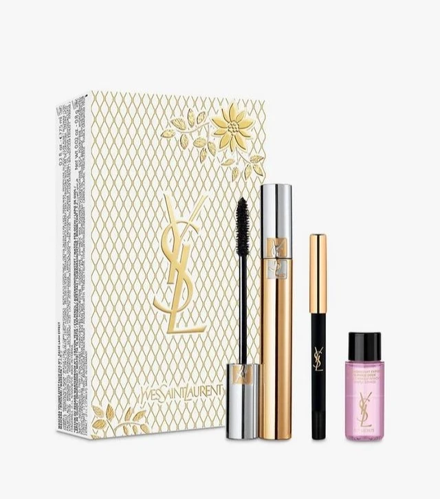 YSL 3PC FACE SET EYELINER PENCIL FALSE LASH FAUX CILS MASCARA MAKEUP REMOVER KIT