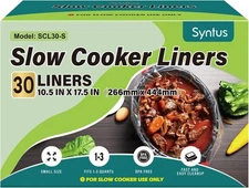 Syntus Slow Cooker Liners, 30 Count Cooking 10.5"x 17.5", Clear 