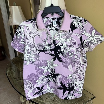 IZOD  Women's Size XL Floral Golf Tennis Polo Shirt Short Sleeves
