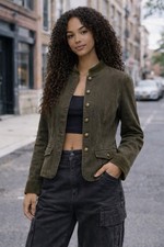 LRL Ralph Lauren Jean Co Blazer Country Corduroy Trim SZ Small Green Acadamia