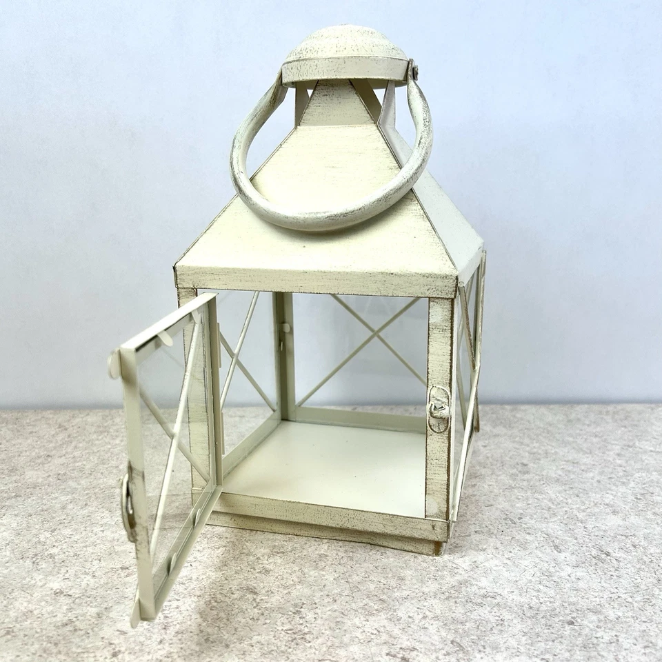 Белый металлический стеклянный подсвечник для пирса 1 домашний декор праздничный пляжный 14,5 дюйма - Изображение 4 из 4