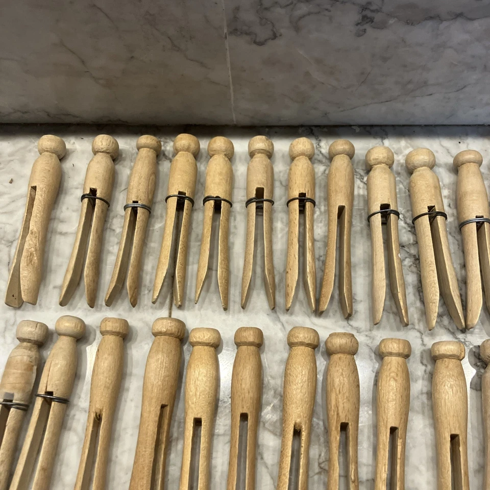 复古木质衣服别针混合套装 125 农舍洗衣乡村装饰工艺品 — 第 4/4 张图片