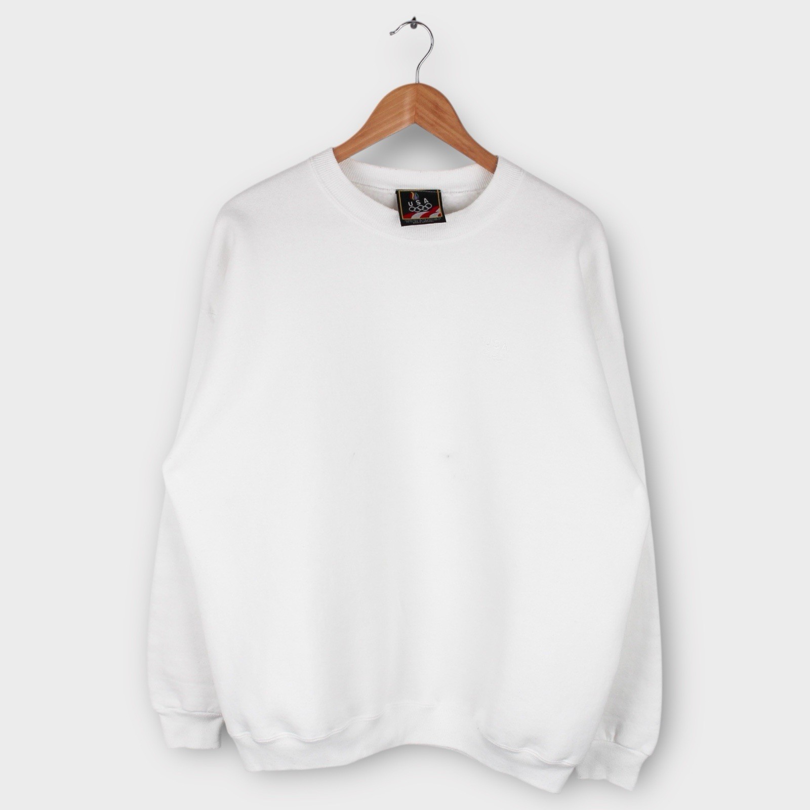 Vintage USA Olympics Crewneck Sweatshirt White 90s Embroidered Size XL