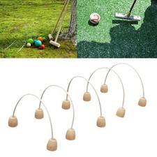 5Pcs Games Croquet Hoops Outdoor Sport Portable Player Wicket Set Wooden Mallet