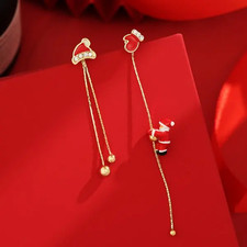 New Design Moving Santa Claus Tassel Dangle Earrings for Women Christmas Tree Sn