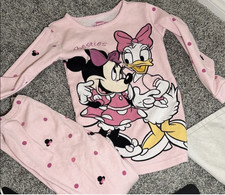 Disney Minnie Mouse Daisy Duck Girls Pink Long Sleeve 2 Piece Pajama Set