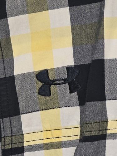 Under Armour Mens Shirt Yellow & Black Plaid Double Pocket Casual Button Large - Bild 4 von 7