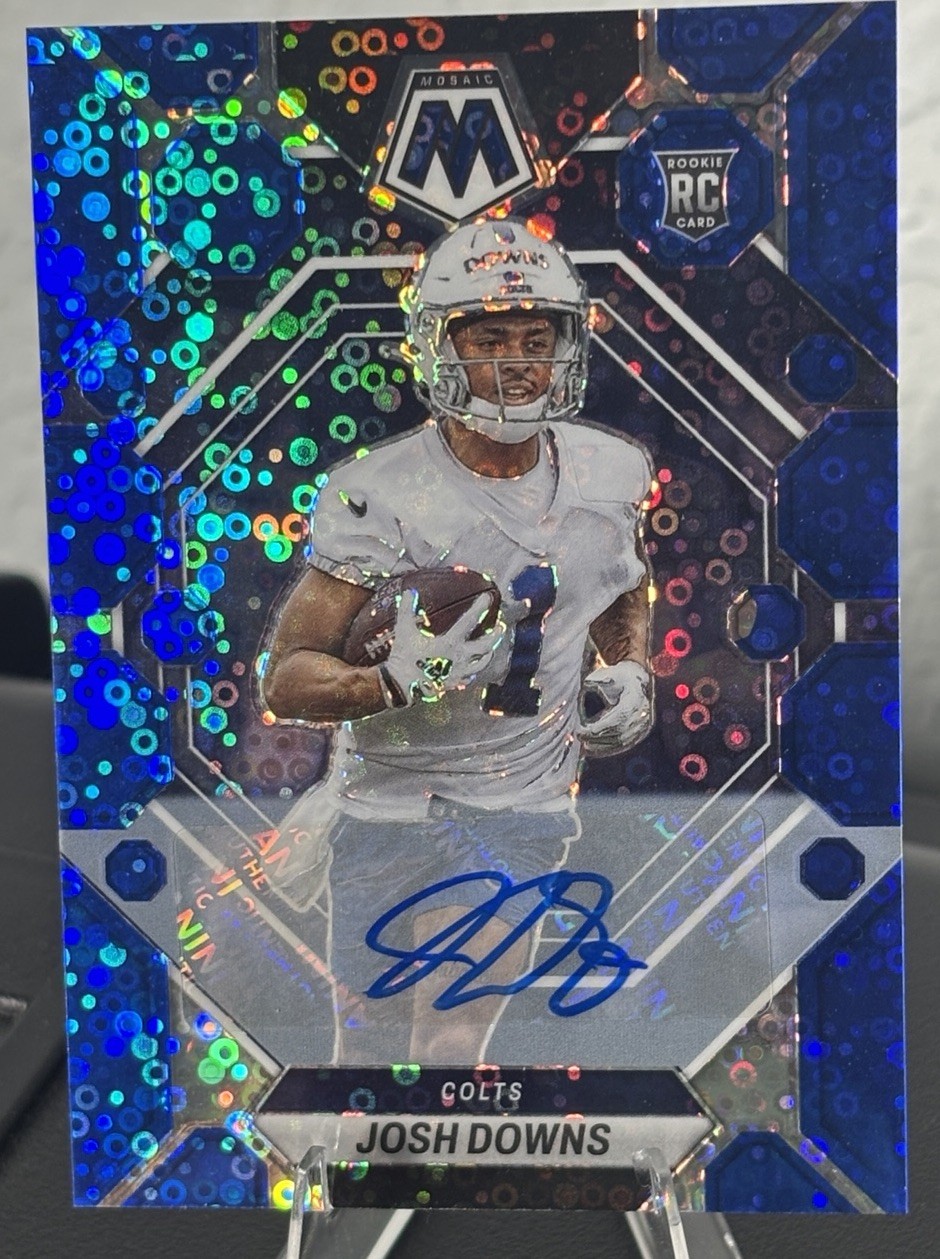2023 Panini Mosaic Rookie Josh Downs #339 Auto - No Huddle Blue (AU RC) Colts