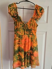 Urban Outfitters Mesh Mini Dress Tropical Floral Y2k Medium smocked
