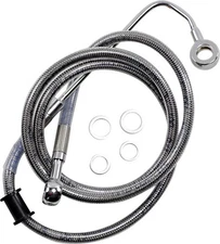 Drag Specialties Extended Stainless Steel Front Brake Line Kit - Clear Coated - 