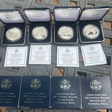 2003 U.S. MINT NATIONAL WILDLIFE CENTENNIAL MEDALS ELK, DUCK, SALMON, EAGLE