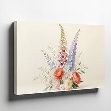 Vintage Style Floral Canvas Wall Art Pink Red Blue Flowers Home Decor Print