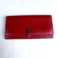 VTG Coach Red Leather Continental Wallet Billfold 8" Hinge Buckle Clasp CC