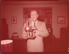 Walt Disney holding Ernst Plank Magic Lantern Original 4x5 Photo Transparency