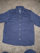 L.L. Bean Sweater Fleece Shirt Jac Men's XL Reg Bright Navy Blue Snap Jacket