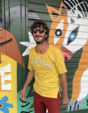 Best Company Vintage Men’s T-Shirt Yellow Paisley 80s Paninaro Cotton Size M 🌼