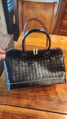 Arcadia purse, Vintage Black patent leatherIconic Red stitching