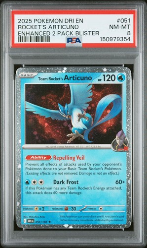 TEAM ROCKETS ARTICUNO #051 - 2025 POKEMON DRI EN DESTINED RIVALS PSA 8 #51
