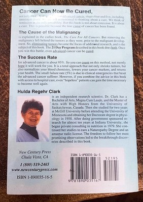 Cure for All Advanced Cancers by Hulda Regehr Clark (1999, Trade