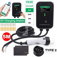 32A 7KW EV Charger Type 2 Electric Car Charging Station Wallbox With 5M Cable
