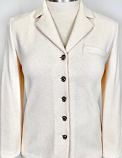 St.John button jacket white textured knit size 6