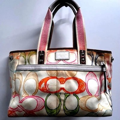 COACH Hampton Scribble Multicolor Signature Large Tote Bag From