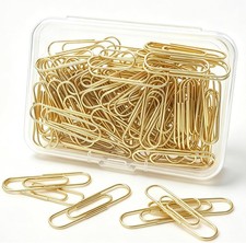 Gold Paper Clips, 120 Count, 1.1 Inch 28mm Small Paperclips, Office Supplies