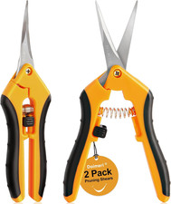 2 Pack Pruning Shears, 6.5” Gardening Scissors with Sharp Stainless Steel Blades