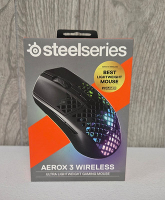 SteelSeries Aerox 3 Wireless Optical Mouse Lightweight Gaming Mouse - Black