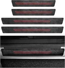 4 PCS Car Door Sill Protector, Carbon Fiber Leather Anti-Scrat Color: Red-4pcs