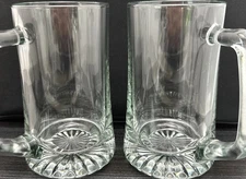 Set Of 2 MCM Clear Glass Beer Mug 24 Oz Tavern Bar Jumbo Thick Heavy Frosty Mugs