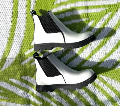 Native Kids Chelsea Slip-On Rubber Rain Boots White/Black J4 EU36