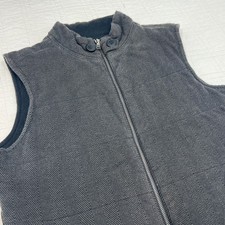 Banana Republic Mens Herringbone Quilted Vest Gray Full Zip Mock Neck Small