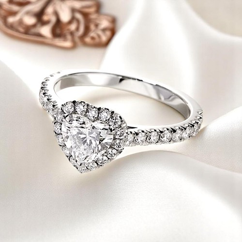950 Platinum 1.60 CT Heart Cut IGI Certified Lab Grown Diamond Wedding Ring - Picture 2 of 14