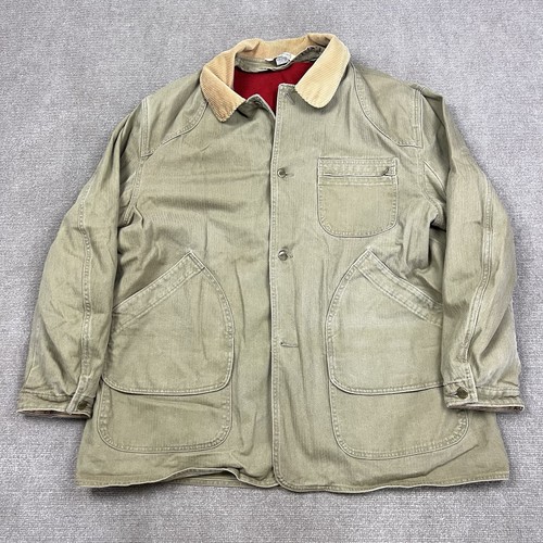 Vintage 90s LL Bean HBT Chore Coat Barn Jacket Mens 2XL Wool Lined Herringbone - Picture 1 of 9
