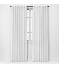 Threshold Light Filtering Linen Window Curtain Panel White 54x95 Set -two Panels