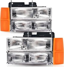Headlights Assembly for 1994 1995 1996 1997 1998 Chrome Housing Amber Headlight